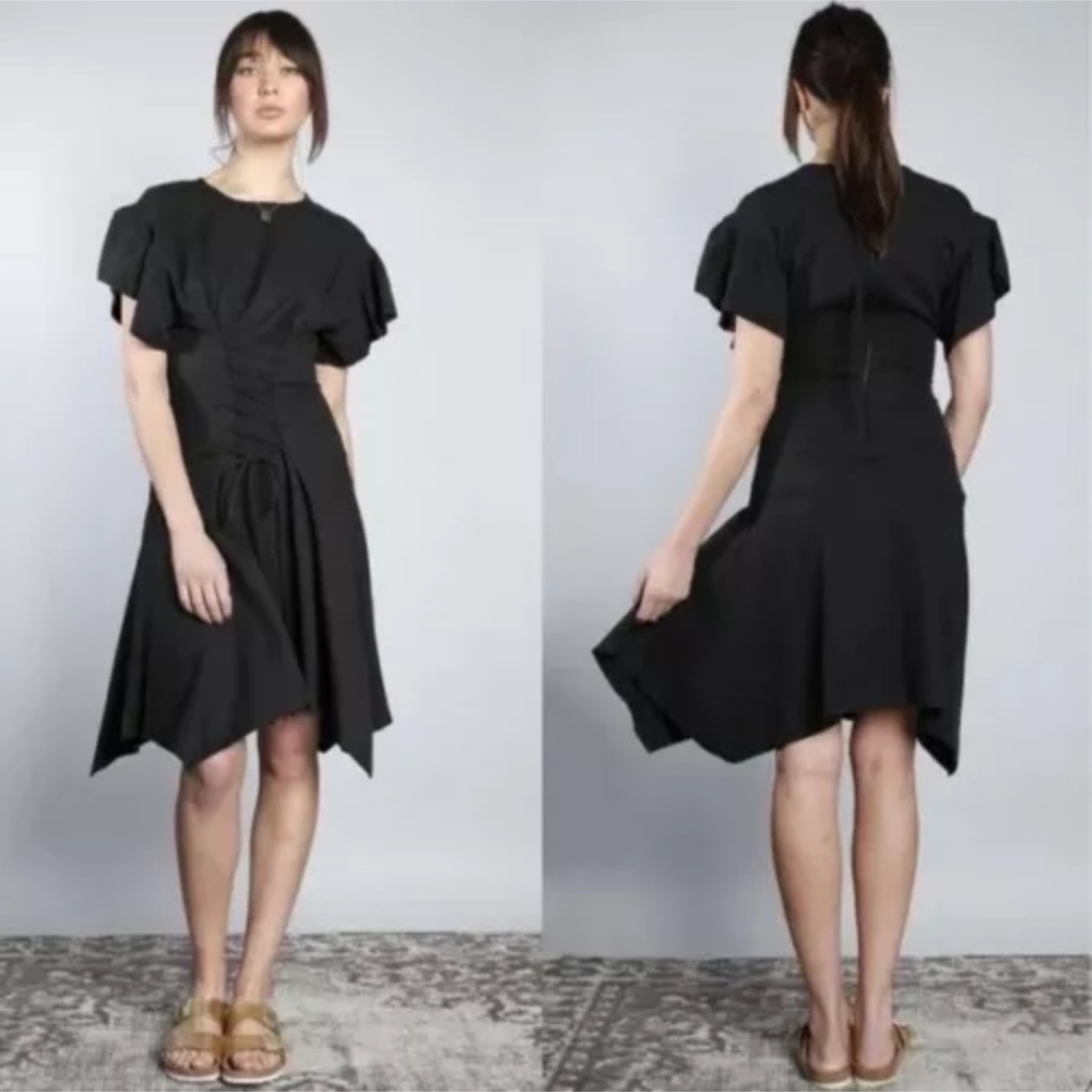 Ulla Johnson Otille Suiting Lace-Up Dress Black Sz S/4